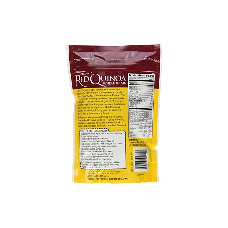 Eden Organic Red Quinoa, Whole Grain, 16-Ounce Pouches (Pack of