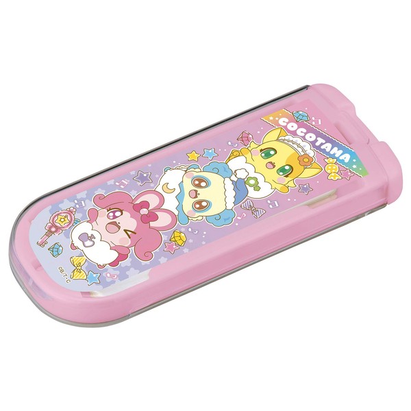 o-esuke- Cutlery Pink approx. 7.7 X 18.7 X/Tall 1.8 cm (Pull Lid Case) Bling Happy.. Here Tadpole Pull Lid Trio CT – 28