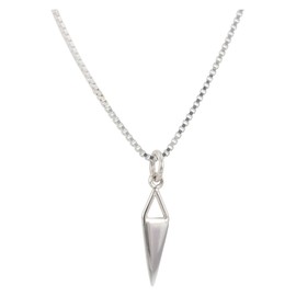 Tiny Geometric Necklace in Sterling Silver on 16 Inch Box Chain, 6219-ss