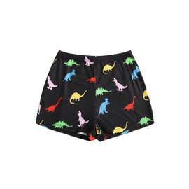 Floerns Pantalones cortos de verano para mujer, con estampado de dinosaurio, cintura elástica, Negro multi, 3X-Large Plus