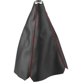 Funda para palanca de velocidades, cubierta para palanca de cambios, pomo para palanca de cambios con color negro brillante y costuras rojas, se adapta a la mayoría de coches de transmisión manual