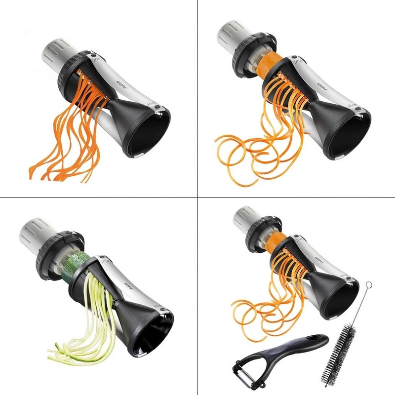GEFU Spirelli 2.0 spiral cutter, spaghetti cutter with remover holder.,