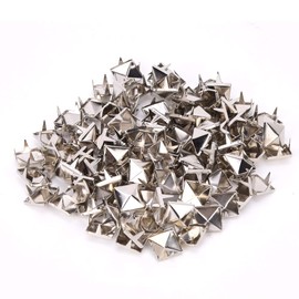 Pack of 100 Pyramid Rivets Pyramid Punk Rivets Square Rivets Pyramid Studs Rivets for Clothing Jackets Belt DIY Crafts (Silver)