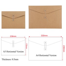 Pack of 10 A5 Document Wallet Presentation Folder Cardboard File Folder Kraft Paper Envelopes Organisation with External Button Wrap Seal Design Wallet Envelopes for Office School