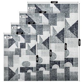 RUGICI Modern Area Rug 8x10,Ombre Low Pile Rugs,Non-Slip Non-Shedding Bedroom Rug,Indoor Geometric Carpet for Bedroom Kitchen Dining Room Office Home Decor (8x10 Grey)