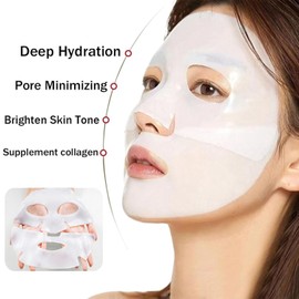 Deep Collagen Face Mask, Bio-Collagen Korean Overnight Hydrogel Mask, Anti Wrinkle Firming Lifting Korean Collagen Films for Improve Skin Elasticity,Firming And Moisturizing 5 Pack