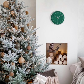 SENYURI Green Modern Wall Clock for Living Room Decor, 14 Inch Large Wall Clock Silent Battery Operated, Classic Round Analog Clock for Bedroom, Kitchen, Office, Bathroom, Outdoor Patio, Pool