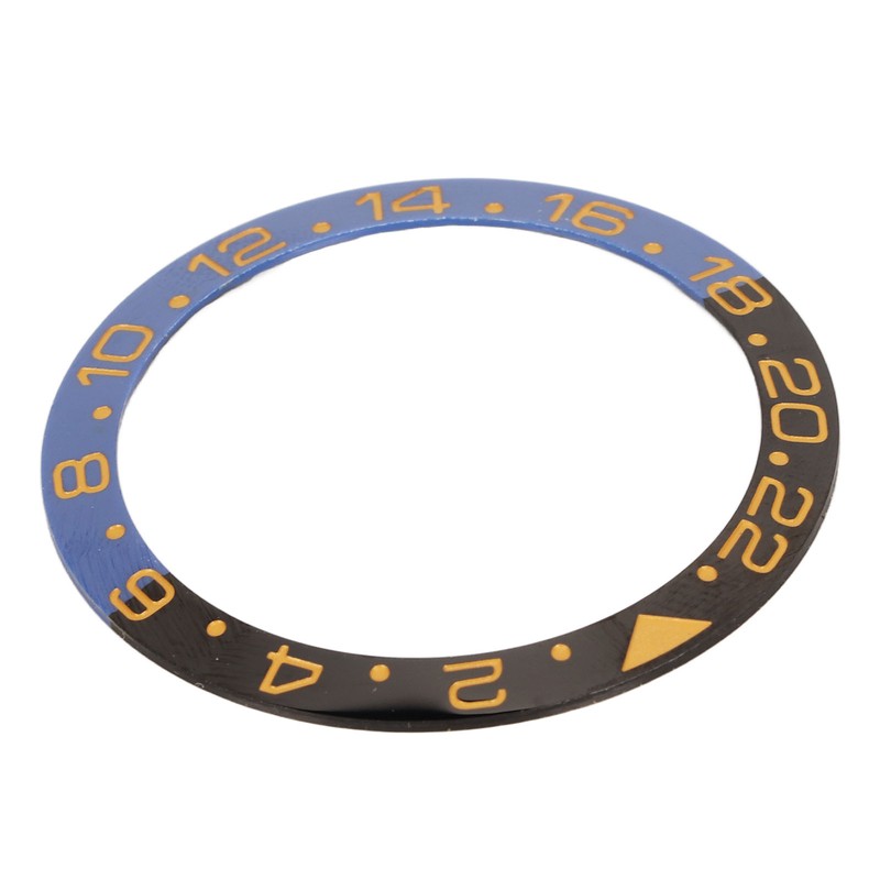 Ceramic Watch Bezel Insert 38mm Blue Black Base Gold Digit