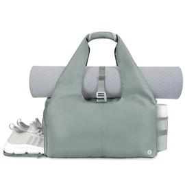 Women's Yoga Bag Large Carry Bag with Shoe Compartment & Wet Compartment Travel Bag Men's Gym Sports Gym Bag for Yoga Mats & Yoga Accessories, gray