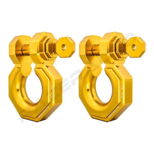 GalaxyMotoinc 1 Set 3/4" Large Yellow 5.0 Ton Aluminum D-Ring
