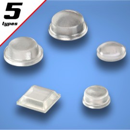 Clear Adhesive Bumper Pads 106-PC Combo Pack (Round, Spherical, Square) - Sound Dampening Transparent Rubber Feet for Cabinet Doors, Drawers, Glass Tops, Picture Frames, Cutting Boards