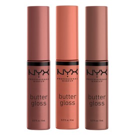NYX PROFESSIONAL MAKEUP NYX PROFESSIONAL MAKEUP Butter Gloss Brown Sugar, Non-Sticky Lip Gloss - Pack Of 3 (Sugar High, Spiked Toffee, Butterscotch)