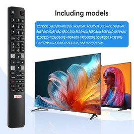 Replacement for TCL Remote Control, TV Remote replaces ARC802N, RC802N, YUI1 for TCL 4K LCD LED Smart TV 49S6000FS, 50DP600, F43S5916, H32S5916, U55P6006 (No Setup Required)