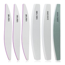 ESUOHYM 6 PCS Nail File Buffer Set for File/Buffer/Shine, Nail Files Kit for Natural Acrylic Nail, Emery Boards for Thick Nails, 100/120/150/180/220/240/280/1000/4000 Grit for Salon and Home