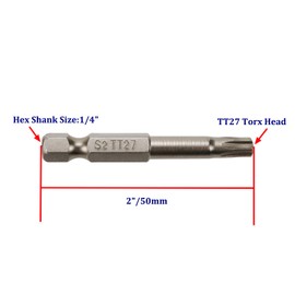 Rannb TT27 Screwdriver Bit Set Torx (10pcs) 1/4-Inch Hex Shank,2-Inch/50 mm Length S2 Steel with Magnetic for Power Screwdriver Drill