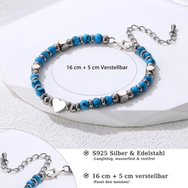 Dochais Women's Bracelet 925 Silver Natural Healing Stones Bracelet Gifts for Women Girls Bracelet Birthday Gift Gemstones Pearl Bracelet Women, 21 cm, Stainless Steel