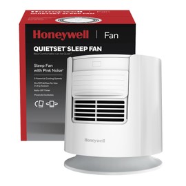 Honeywell QuietSet™ Sleep Personal Fan with Pink Noise, 3 speeds, adjustable head, fan for nightstand, White, HTF300