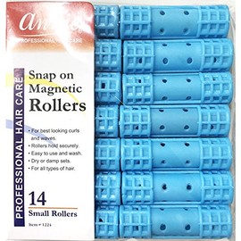 Annie Snap on Magnetic Rollers #1224, 14 Count Blue 1/2 Inch (4 Pack)