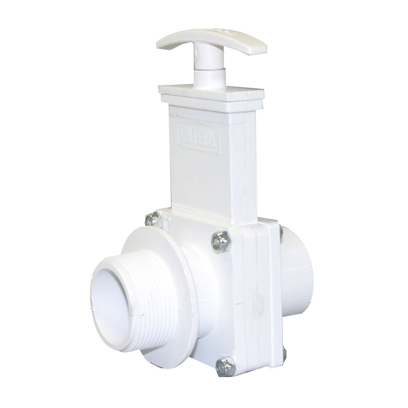 Valterra 6106 PVC Gate Valve, White, 1-1/2" MPT x Spig