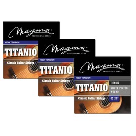 Magma Classical Guitar Strings High Tension Classical Acoustic Guitar Strings - Titanium Nylon Trebles - Silver Plated Copper Basses (GC120T) - 3 Sets