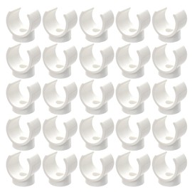 Pack of 25 Water Pipe Clamps, Plastic Pipe Clamps, Pipe Mounting Clamps, U Shaped Pipe Clamps, Hose Holders, Pipe Accessories, Pipe Support Clamps (White)