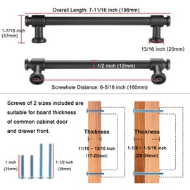 KOOFIZO 10 Pack 6-1/4 Inch Black and Chrome Cabinet Pulls Matte Black and Polished Chrome Cabinet Handles P11 Kitchen Cabinet Hardware for Cabinets Drawer Dresser Cupboard Bedroom Bathroom