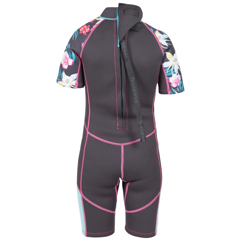 Trespass Girls Short Wetsuit Short with Back Zipper Posie Dark