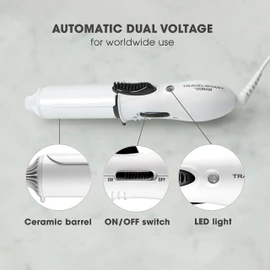 Conair Travel Curling Iron, Mini 1- Inch Ceramic Curling Iron in White by Travel Smart