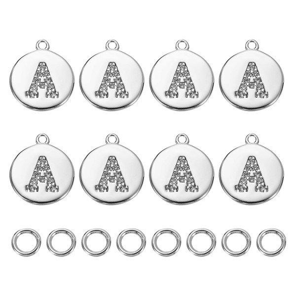 sourcing map 8 Pcs Letter Charm Bulk Initial Charm Round