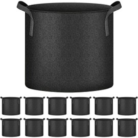 iPower 12-Pack 7 Gallon Grow Bags Heavy Duty Thickened Aeration Nonwoven Fabric Pots with Nylon Handles, for Planting Vegetables, Fruits, Flowers, Black New