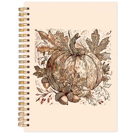 FDHSPAAM Boho Fall Pumpkin Spiral Journal Notebook 5.5x8.3in, Vintage Rustic Fall Pumpkin Journal for Woman, Autumn Harvest Thanksgiving Notebooks for Note Taking, Hardcover Notebook
