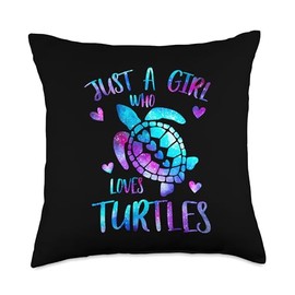 Just a Girl who Loves Turtles TS Co. Just a Girl Who Loves Galaxy Space Sea Turtle Lover Throw Pillow, 18x18, Multicolor