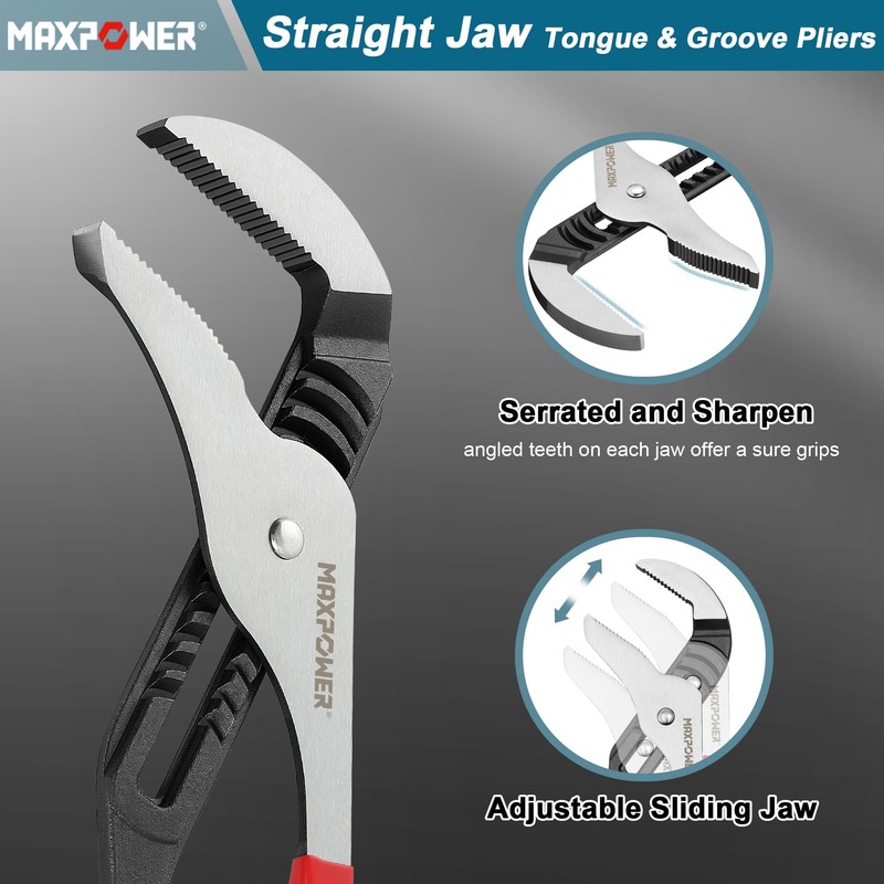 MAXPOWER 20 inch Groove Joint Pliers, 5.5 inch Max Opening,