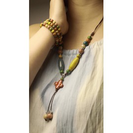 CaChnTyche Colorful Beaded Y Necklaces with Pendant Multicolor Round Beads 2025 Fashion Trendy Bohemian Hippie Jewelry for Women Dressy Summer Beach Vacation Vintage Native American Cute Accessory