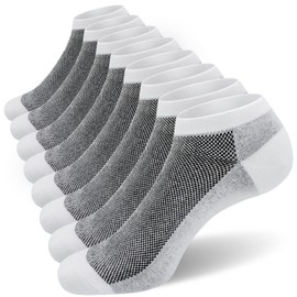 SIXDAYSOX 8 Pack Mens Ankle Socks Low Cut Comfort Cotton Casual Socks Breathable White Size 13-15