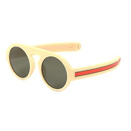 Round Lens One Piece Plastic Frame Thick Colored Temple Sunglasses (Green)