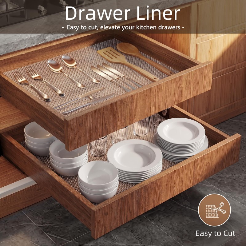 PABUSIOR Cabinet Drawer Liner Clear: Dual-Sided Non-Slip 100%EVA 11" x