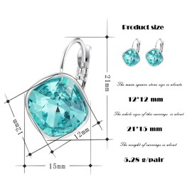 XUPING Sparkling Crystal Earrings for Women Beautiful Dangle Leverback Earrings Jewelry Gift (Turquoise)
