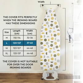 Encasa XO Ironing Board Cover and Pad 54"x15" - Thick 3mm Felt Padding, Drawstring Tightening & Lock, Easy Fit, Scorch & Stain Resistant, Fits Standard Large Ironing Board - Big Leaves Green