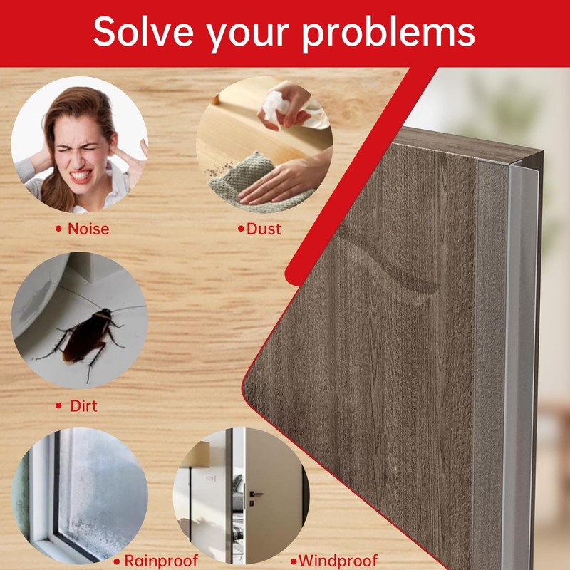 Upgrade T-Shaped Door Draft Stopper, Clear Silicone Seal Strip Weather