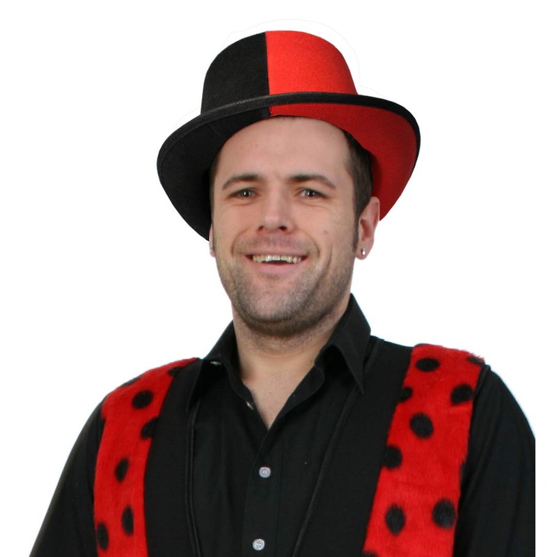 KarnevalsTeufel Hat Two-Tone Black/White/Black/Red Size Approx. 58 cm Hat Headgear