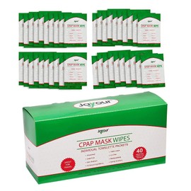 40 Pack - Travel CPAP Mask Wipe Towelettes - 40 Wipes Total (1 Wipe Per Packet) Unscented, 100% Cotton, Lint Free | For Cleaning CPAP Mask | Perfect For Travel