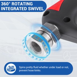 MEKOH Short Pressure Washer Gun with Swivel, 5000 PSI High Power Washer Spray Gun, 10 GPM Foam Gun with 3/8" Quick Connect, M22-14mm for Extension Wand, Hose, Pressure Washer Handle with 5 Nozzle Tips