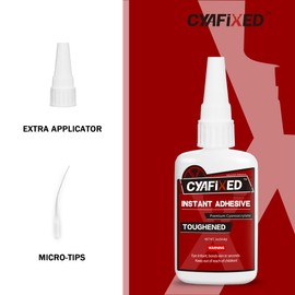 CYAFIXED Toughened Super CA Glue, Professional Grade Cyanoacrylate Instant Adhesive, 2 oz. (56.8 Grams) - CA Glue for Rubber, Leather, Carbon Fiber, Speakers and Seals