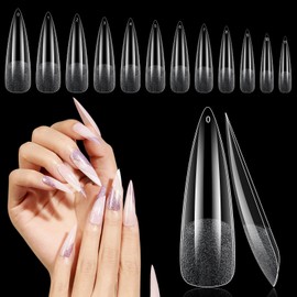 Deciniee Nail Tips, Pack of 240 Full Coverage Square Straight Nail Tips for Gel Nails, 12 Sizes Nail Tips, Soft Gel Nail Tips, Nail Tips for Nail Salons and DIY Nail Art at Home
