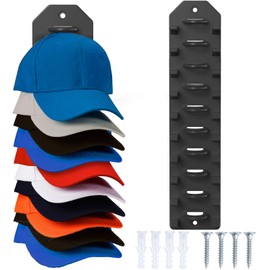 PHAIN Hat Organizer for Baseball Caps,Hat Rack for Wall, Compact Hat Storage Display Holder,Hold Up to 10 Hats,Hat Hanger Strong Adhesive/Wall Drilled for Door,Bedroom,Closet