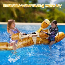 Riisoyu 4PCS Set Aufblasbare Pool Spielzeug, Aufblasbares Schwimmendes Wasserspielzeug mit 2 aufblasbaren Kampfbalken Schwimmendes Ruderspielzeug für Poolparty Wassersportspiele Strand Pool