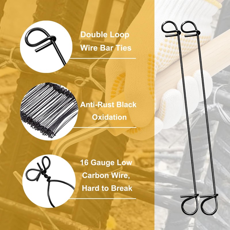 1000 Pcs Rebar Tie Wire-16 Gauge 6 Inch Double Loop