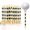 GLOWZEN 20 Pcs Bamboo Golf Spikes Black Stripe Design Natural