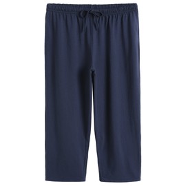 Latuza Women's Cotton Pajamas Set Tops and Capri Pants Sleepwear M Navy